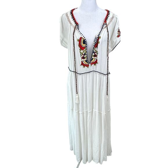 Free People Womens Daisy Fields Maxi Dress Size XS Boho Embroidered Floral White - Picture 1 of 11